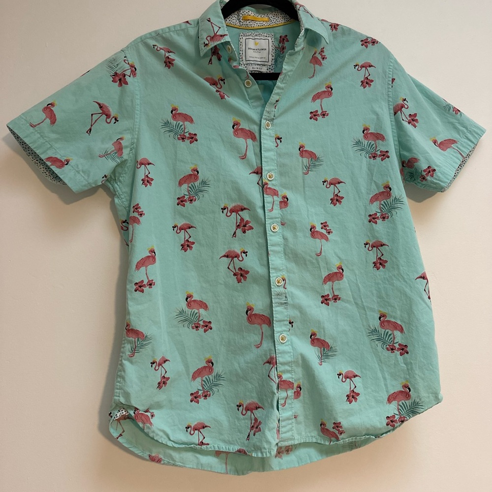 Denim & Flower Button Up